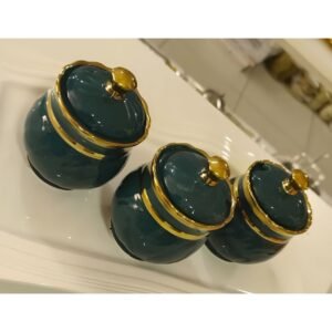 طقم متة 3 قطع الزمرد والذهب