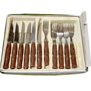 طقم سكاكين وشوك فاخر (مقبض بامبو)