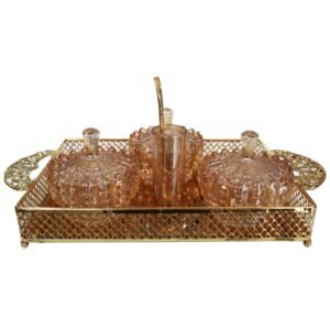 عدة متة للضيافة  (كريستال وعاجي ذهبي)