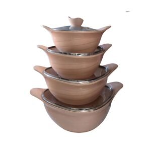 طقم أواني الطهي 'الوردة البودرة' بتصميم منحني وأنيق