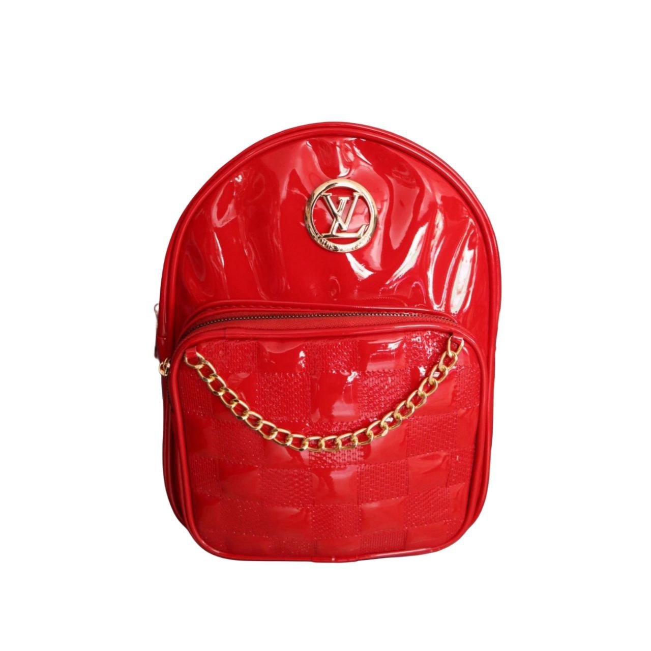 شنطة ظهر ميني لامعة (Baby Blue) مع سلسلة ذهبية - الصورة 4