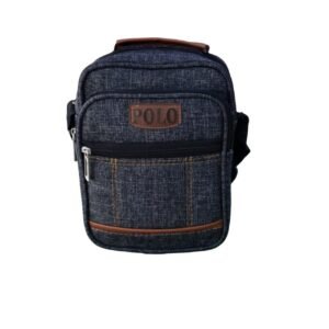 حقيبة كتف رجالية "بولو" بنقشة الدنيم والجلد