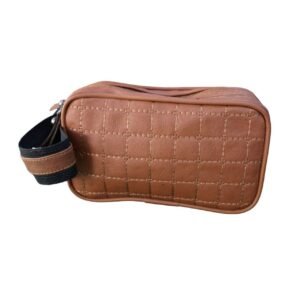 حقيبة يد كلاسيكية بتفاصيل المربعات المُحاكة (بني فاتح)