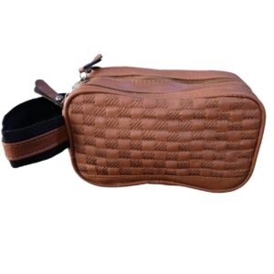 حقيبة يد "دامير" بنقشة الشطرنج المنسوجة (بني/جملي)