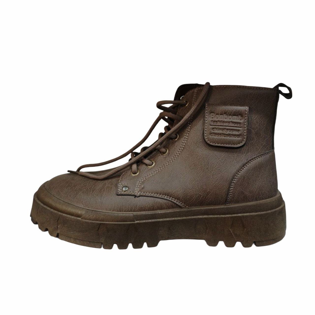 حذاء برقبة (بوت) جلد بني