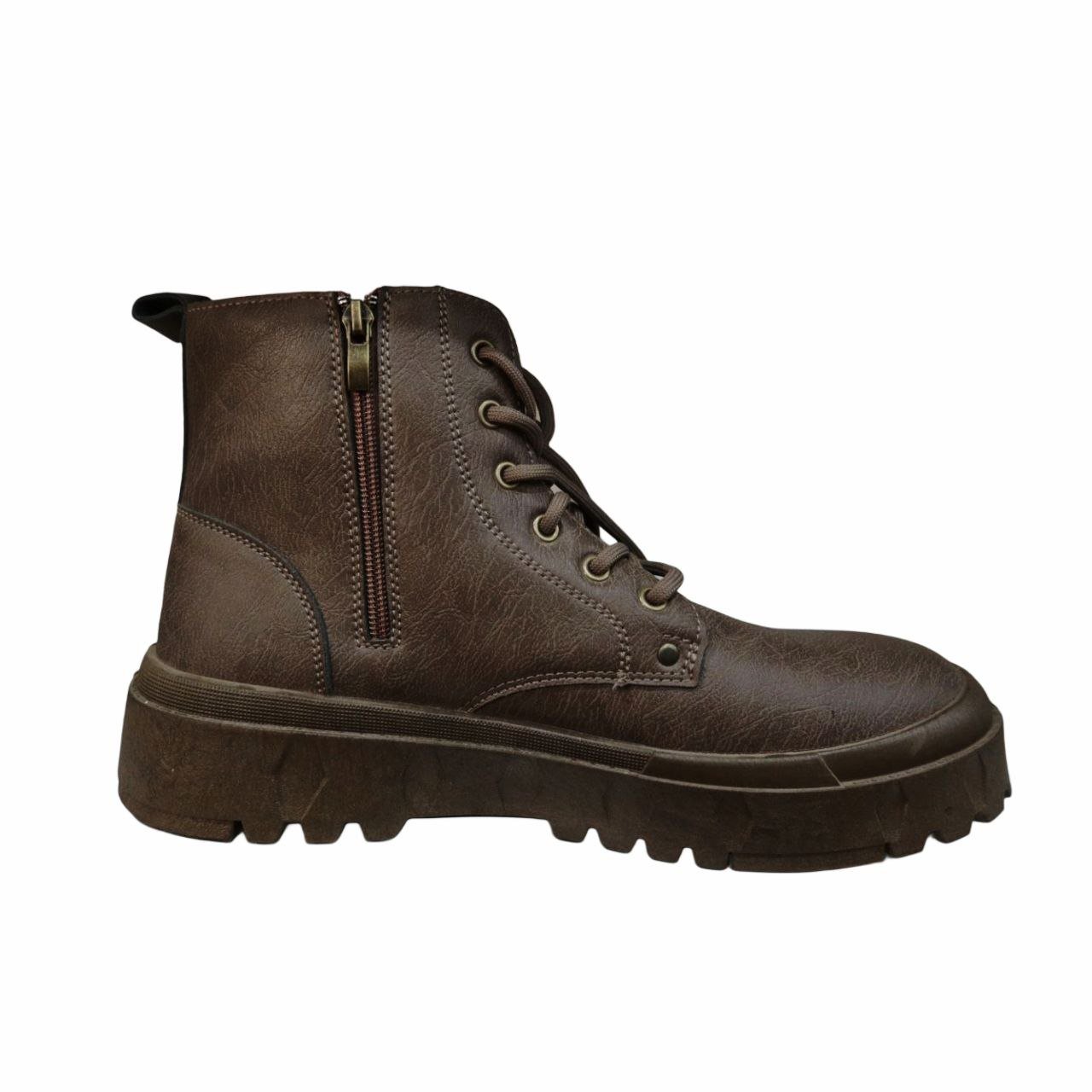 حذاء برقبة (بوت) جلد بني - الصورة 2