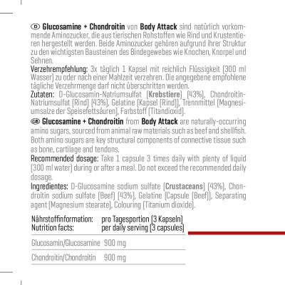 Body Attack Glucosamine + Chondroitin - تركيبة دعم المفاصل - الصورة 3