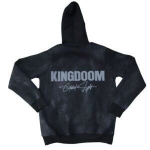 هودي "KINDOOM" شبكي أسود بنقشة سداسية - إطلالة قوية وجريئة