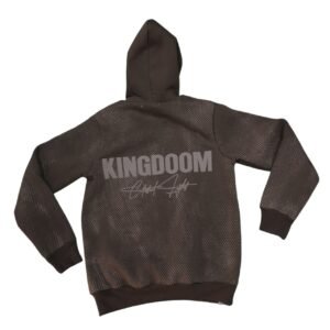 هودي "KINDOOM" شبكي أسود بنقشة سداسية - إطلالة قوية وجريئة